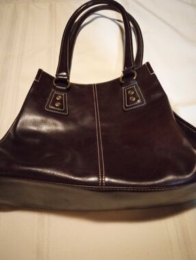 Classic Brown Leather Tote Handbag